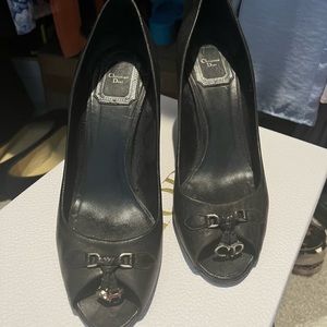 Dior  leather peep toe pumps size 37 black